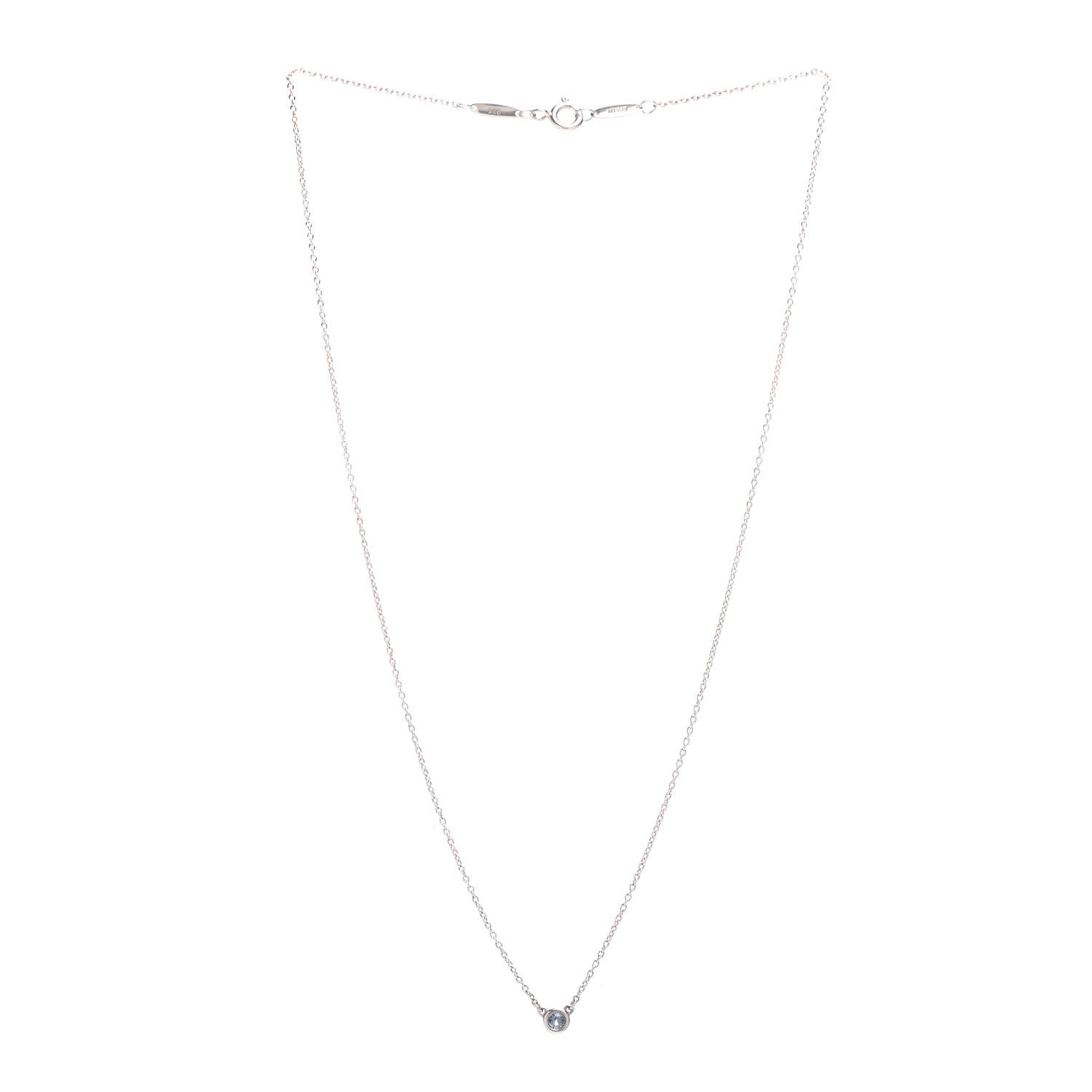 Tiffany Sterling Silver Aquamarine Elsa Peretti Color By The Yard Pendant Necklace 2 of 3