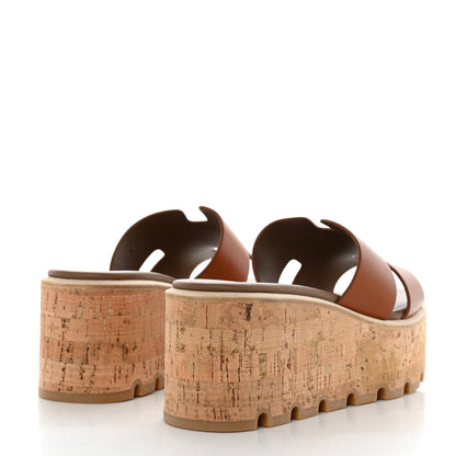Hermes Calfskin Cork Eze 30 Sandals 36 Marron Glaise 4 of 9