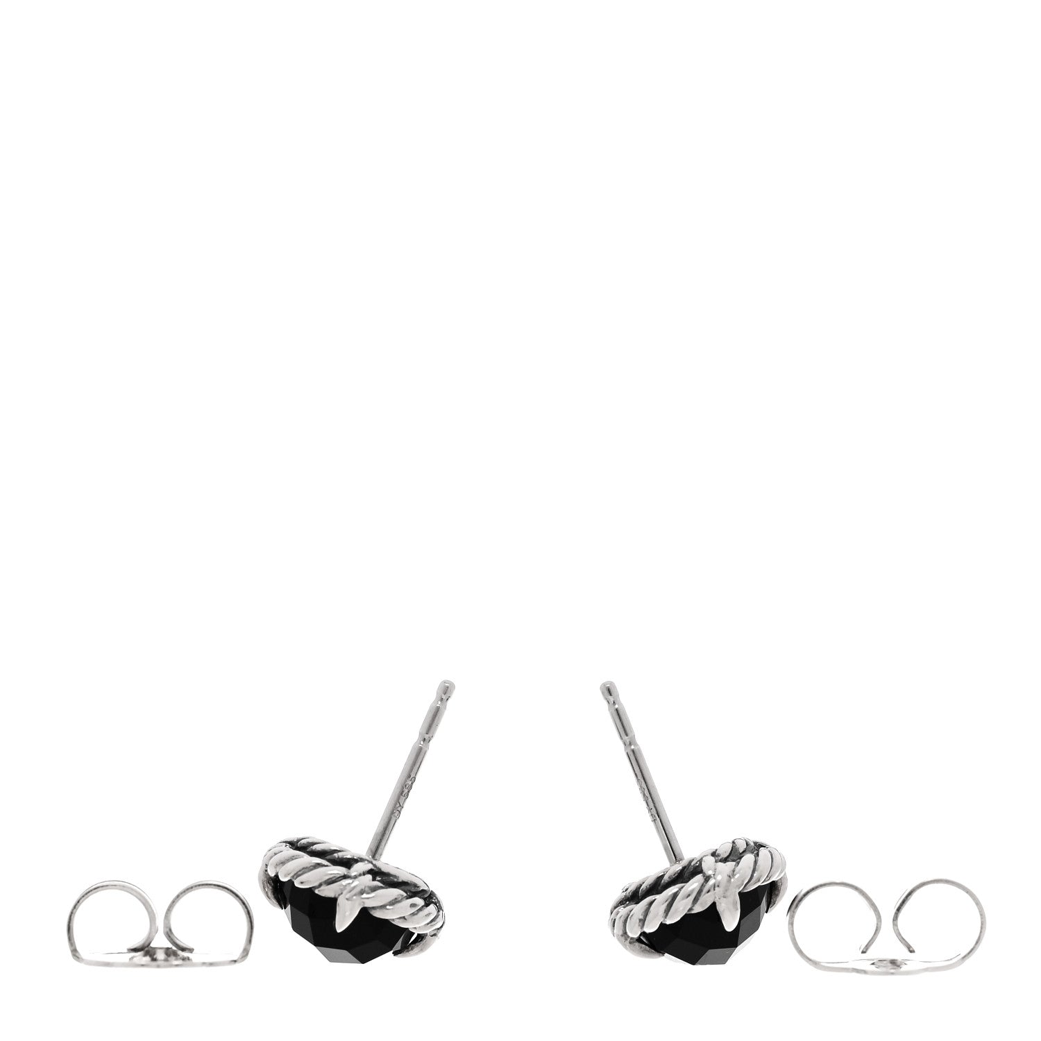 David Yurman Sterling Silver Black Onyx 8mm Chatelaine Earrings 3 of 4