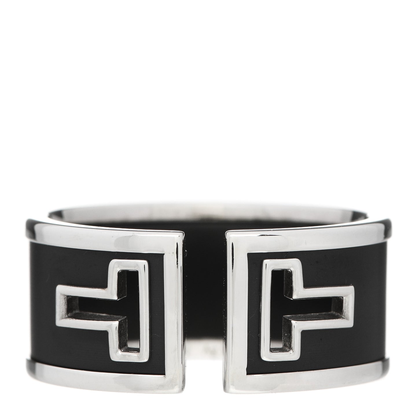 Sterling Silver Black Ceramic T Cutout Ring 63 10.25