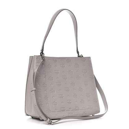 MCM Calfskin Ottomar Monogram Sarah Convertible Hobo Dove 4 of 9