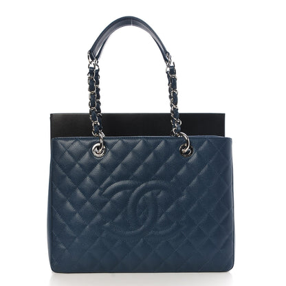 Chanel Caviar Quilted Grand Shopping Tote GST Dark Blue 10 of 10