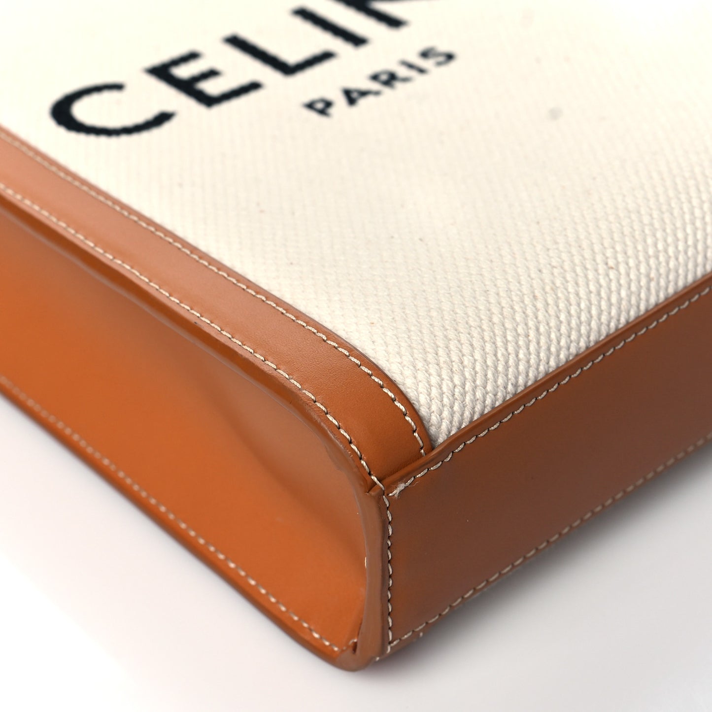 Canvas Calfskin Mini Vertical Cabas Natural Tan