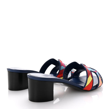 Hermes Canvas Faubourg Rainbow Oasis Sandals 35 Multicolore Bleu Maritime 5 of 10