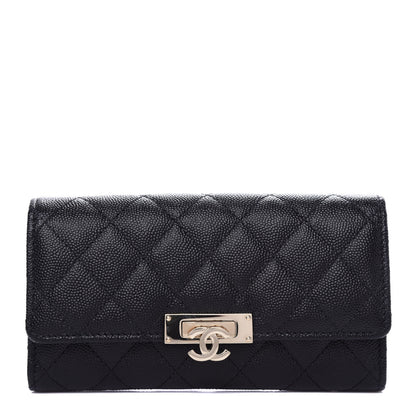 Chanel Caviar Quilted Large Golden Class Gusset Flap Wallet Black 1 of 8