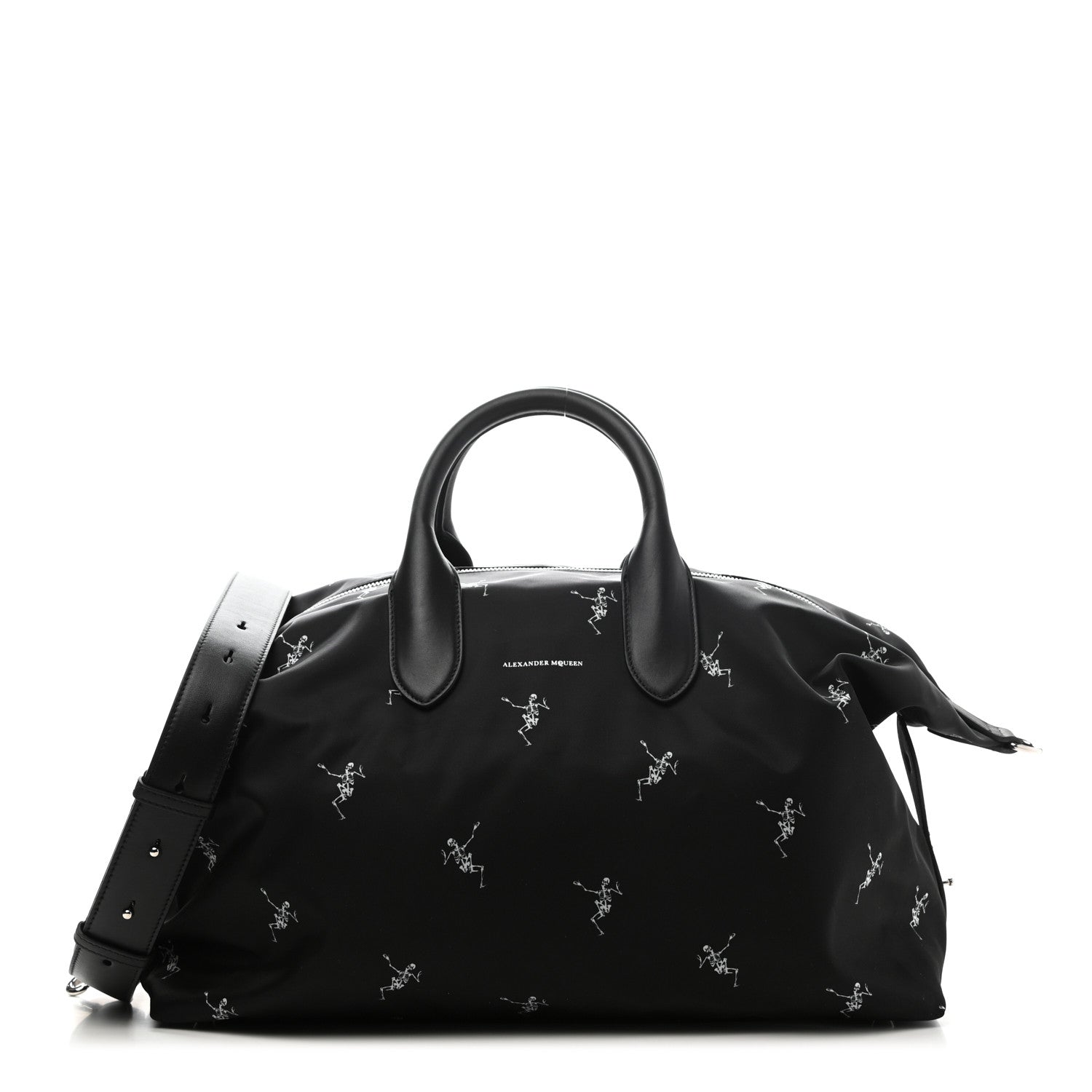 Alexander McQueen Nylon Dancing Skeleton Duffle Black White 1 of 10
