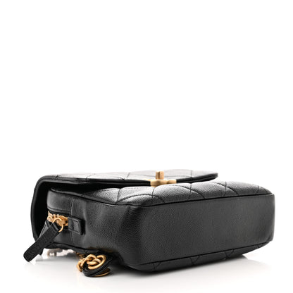 Chanel Shiny Caviar Quilted Chain Melody Backpack Black 4 of 11