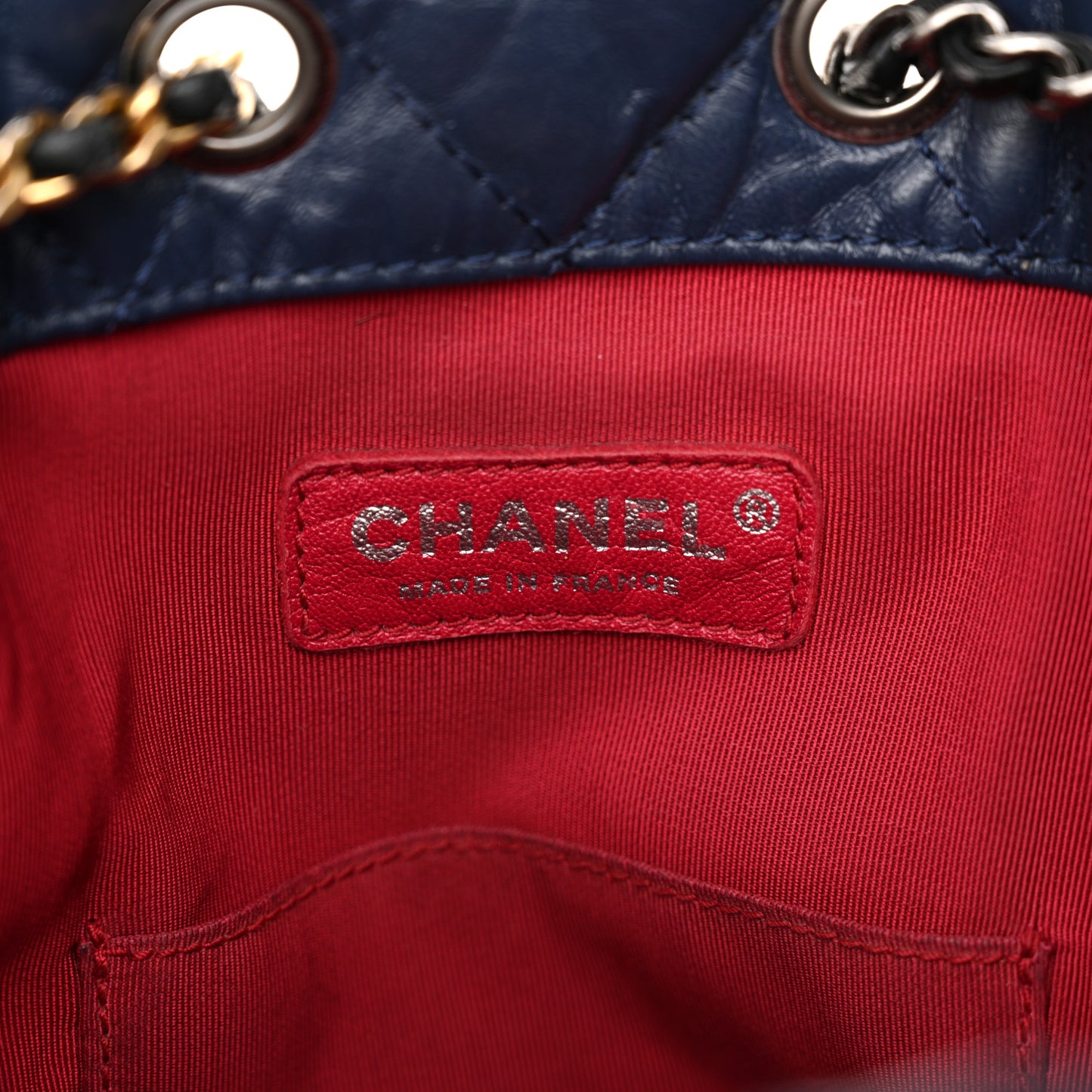 Aged Calfskin Quilted Gabrielle Backpack Navy Black