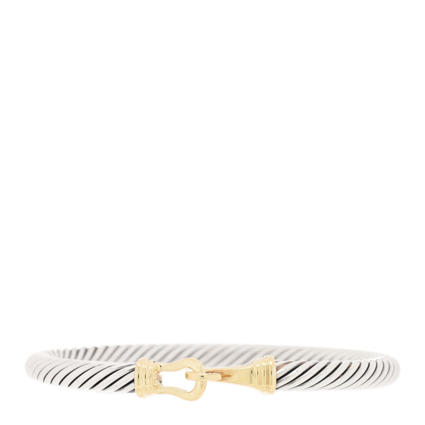 Sterling Silver 14K Yellow Gold 5mm Cable Classic Buckle Bracelet