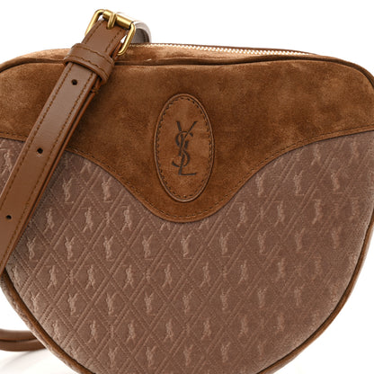 Saint Laurent Velvet Suede Le Monogramme Coeur Crossbody Brown 8 of 10