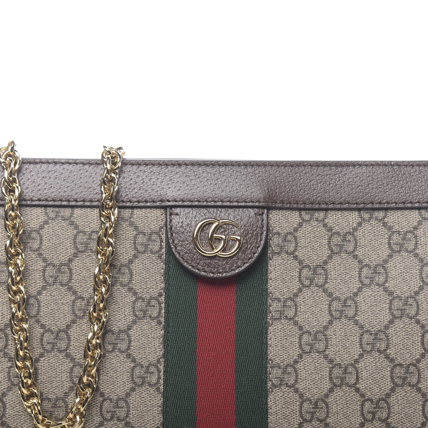 GG Supreme Monogram Web Small Ophidia Chain Shoulder Bag Brown