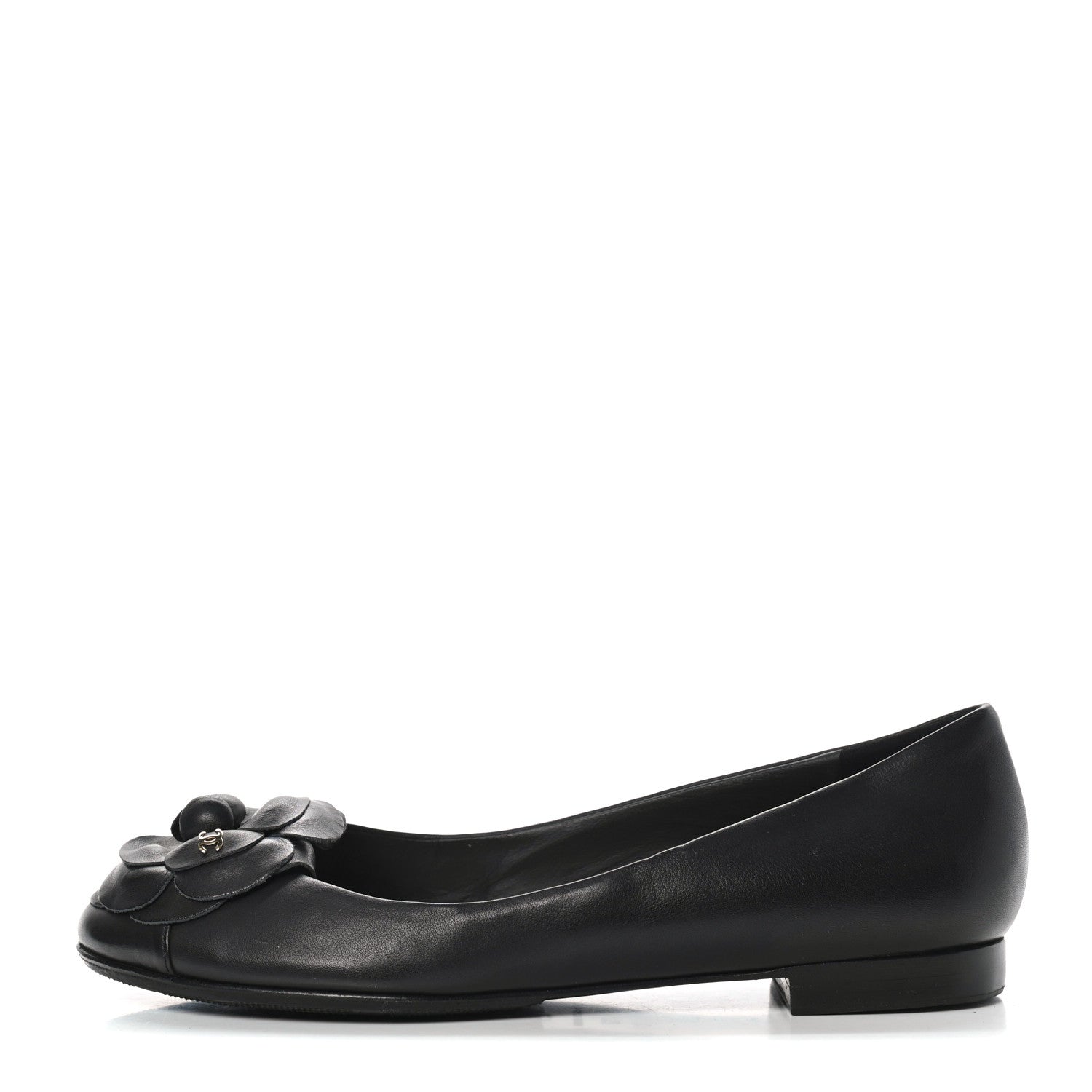 Chanel Lambskin Camellia Ballerina Flats 37 Black 1 of 12