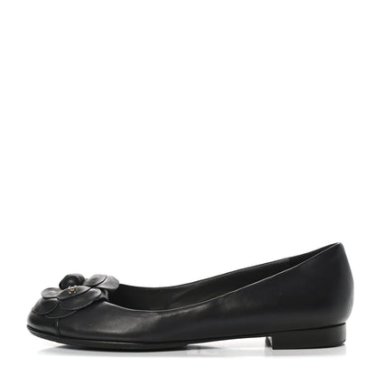 Chanel Lambskin Camellia Ballerina Flats 37 Black 1 of 12