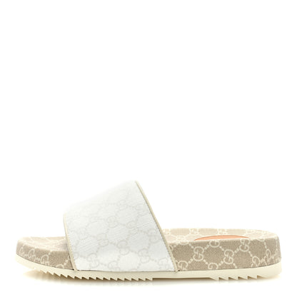 Gucci GG Supreme Monogram Demetra Mens Slide Sandals 9 White Mystic White 1 of 7