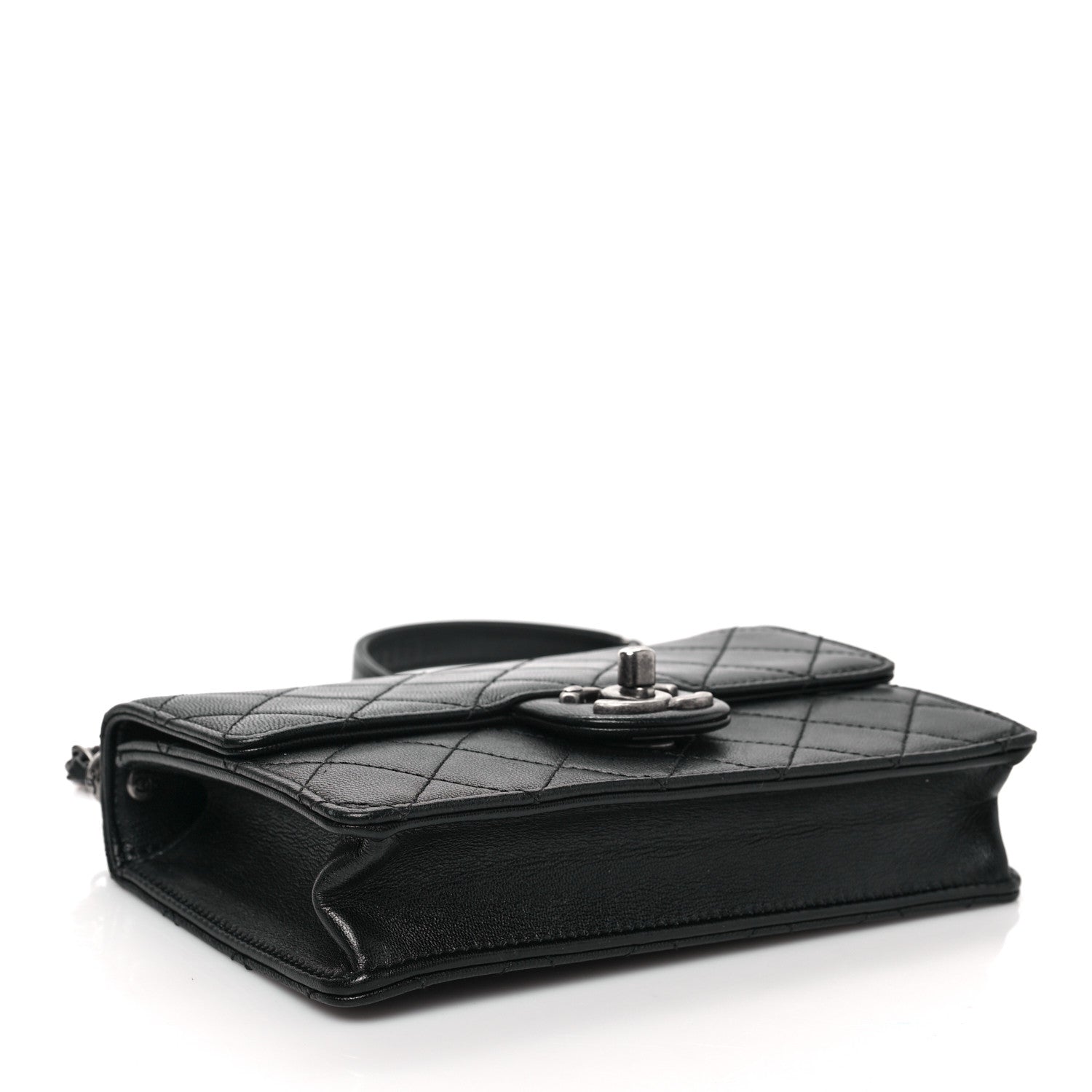 Chanel Goatskin Quilted Logo Small Chic Flap Black 3 of 7