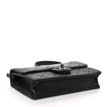 Chanel Goatskin Quilted Logo Small Chic Flap Black 3 of 7