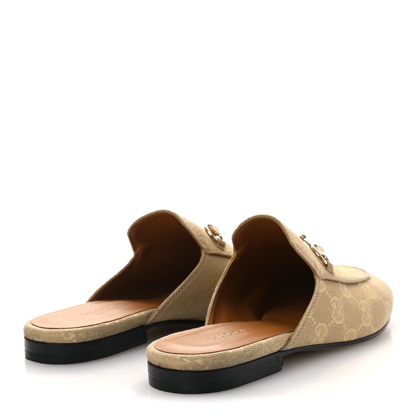 GG Monogram Canvas Womens Princetown Slippers 38 Ebony Beige
