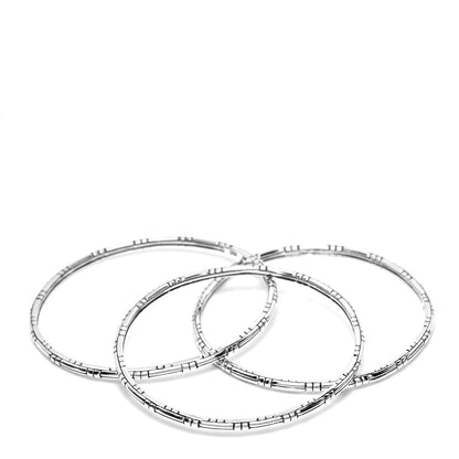 John Hardy Sterling Silver Kali Slim Bangle Bracelet Set of 3 4 of 5