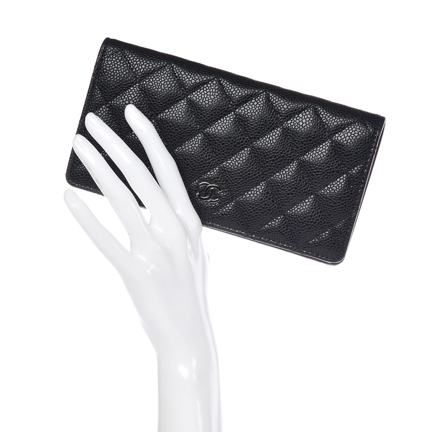 Chanel Caviar Quilted Yen Wallet Black 2 of 10