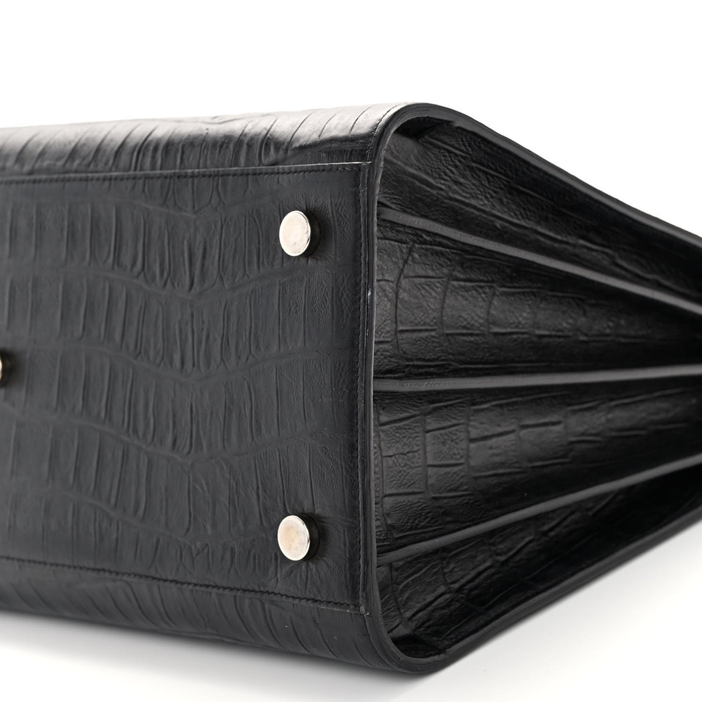 Calfskin Crocodile Embossed Large Sac De Jour Carryall Black