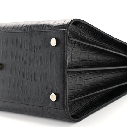 Saint Laurent Calfskin Crocodile Embossed Large Sac De Jour Carryall Black 9 of 10