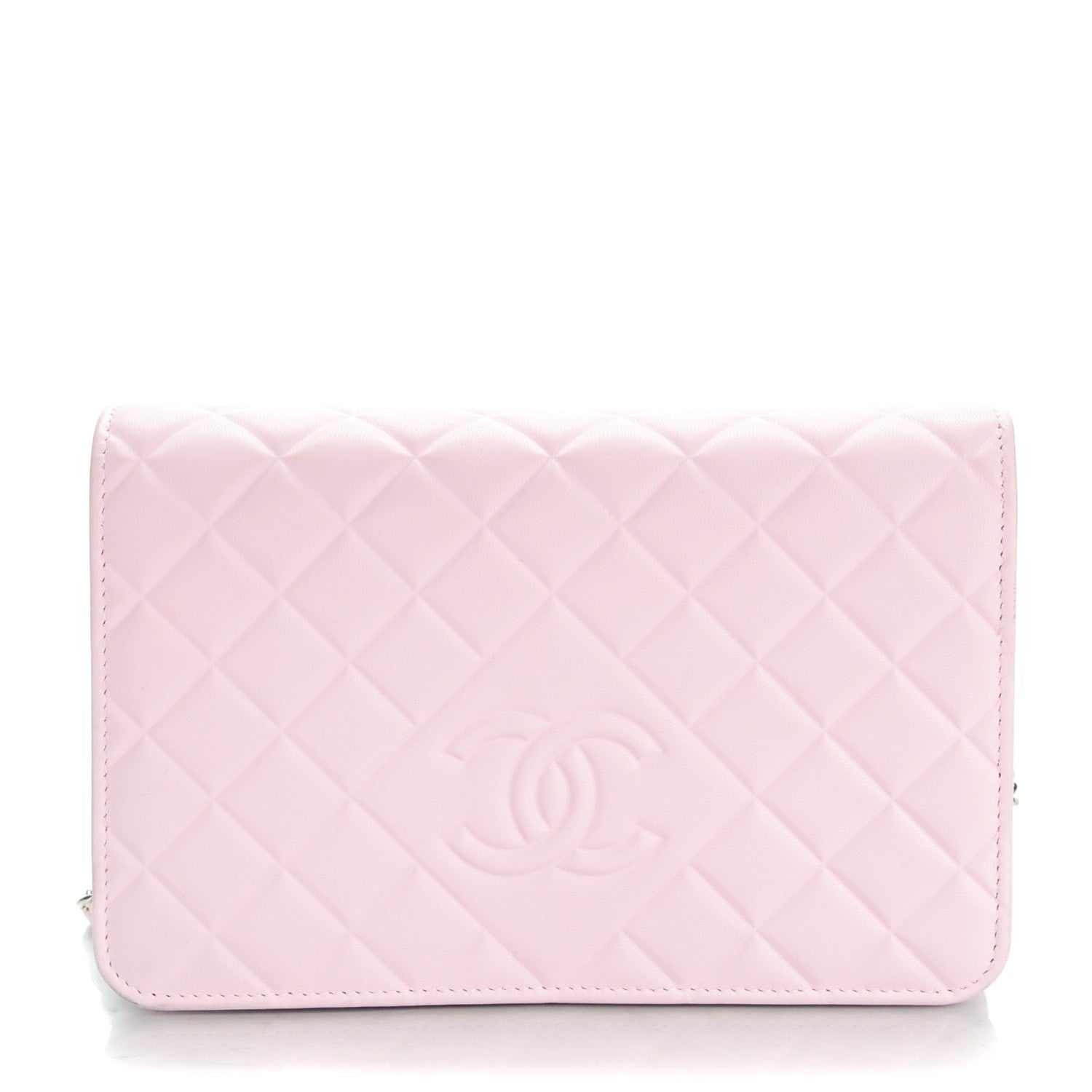 Chanel Lambskin Quilted Diamond CC Wallet On Chain WOC Pink 1 of 9