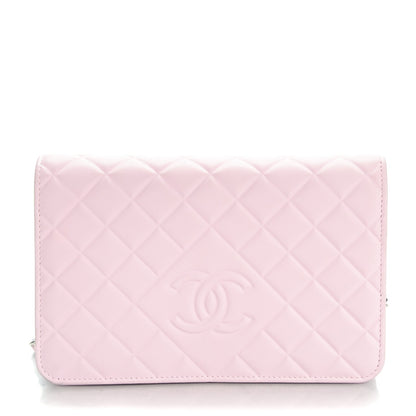 Chanel Lambskin Quilted Diamond CC Wallet On Chain WOC Pink 1 of 9