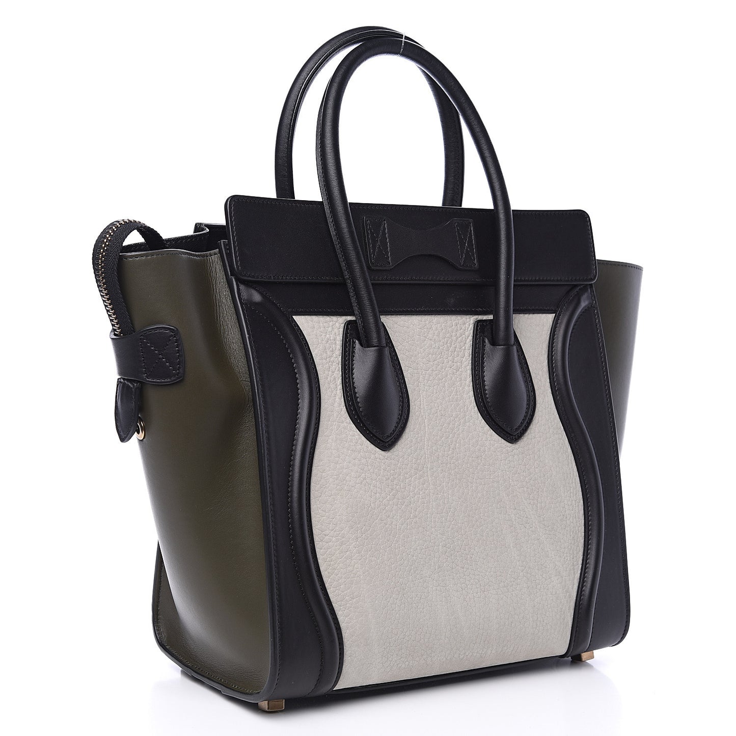 Nubuck Smooth Calfskin Micro Tri-Color Luggage Olive