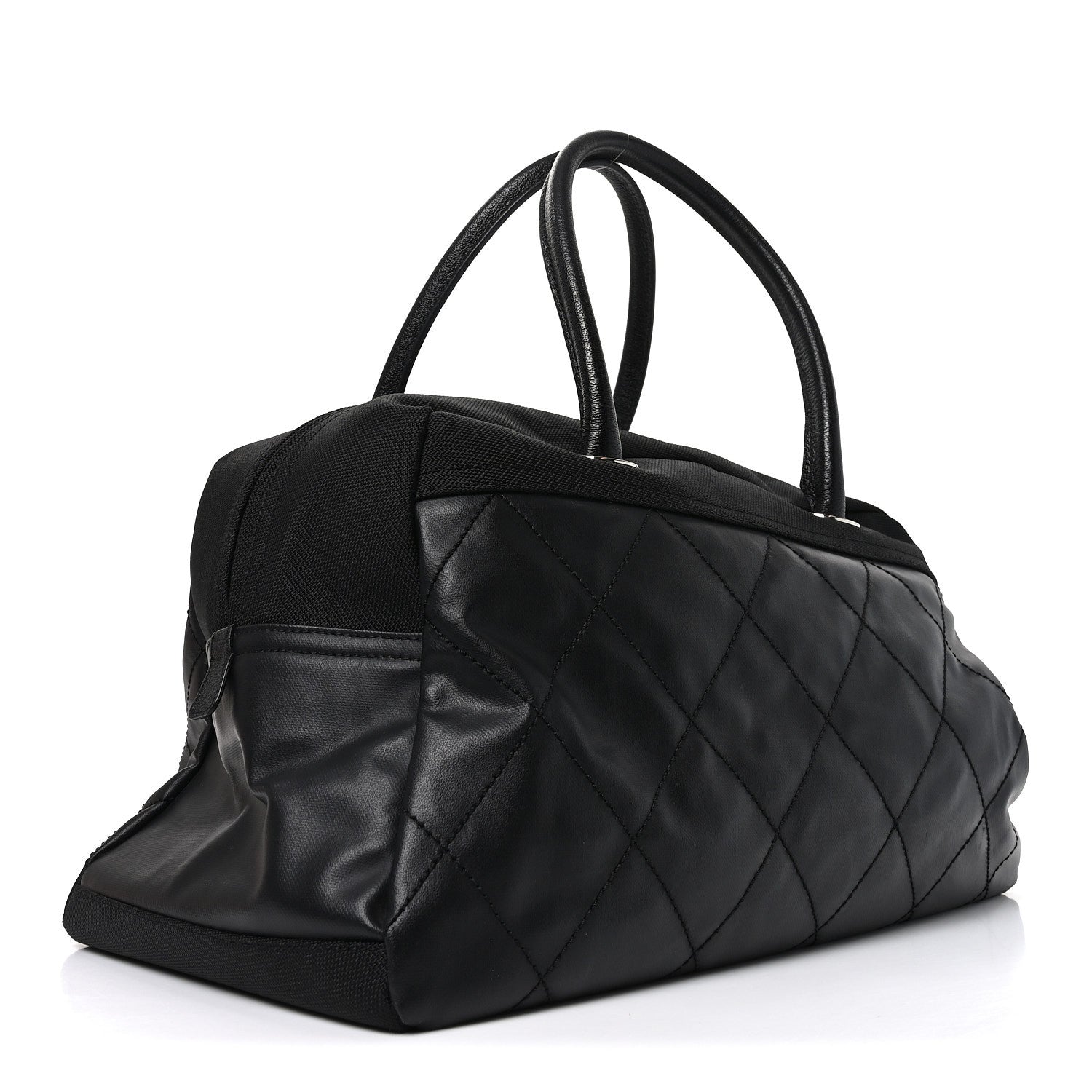 Chanel Coated Canvas Quilted Paris Biarritz Bowler Black 3 of 10