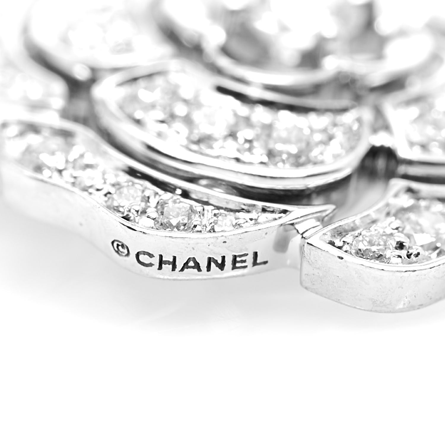 Chanel 18K White Gold Diamond Bouton de Camelia Pendant Necklace 4 of 6
