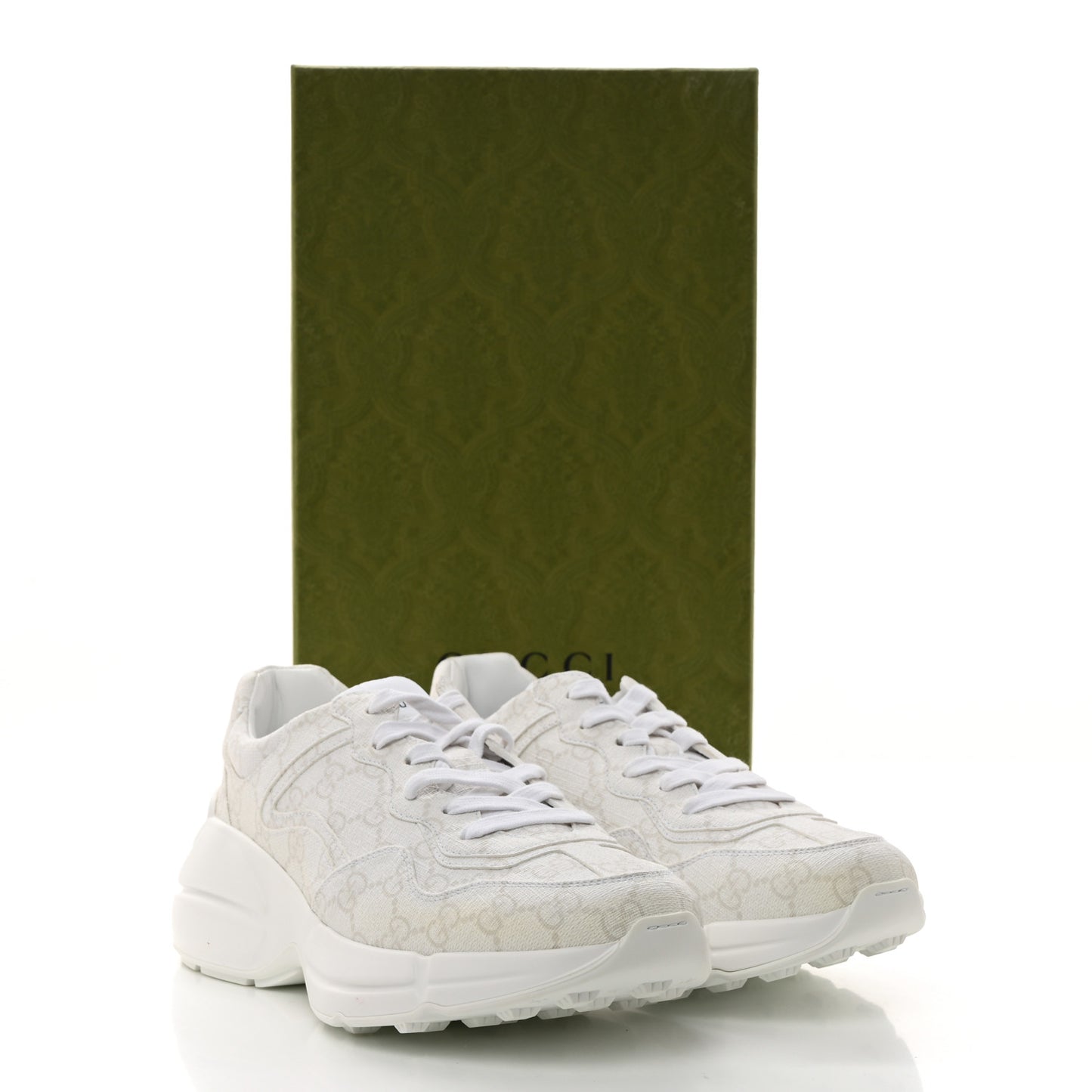 GG Supreme Monogram Womens Rhyton Sneakers 39.5 White