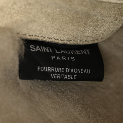 Saint Laurent Shearling Calfskin Medium Reversible Monogram Kate Satchel Grey 6 of 10