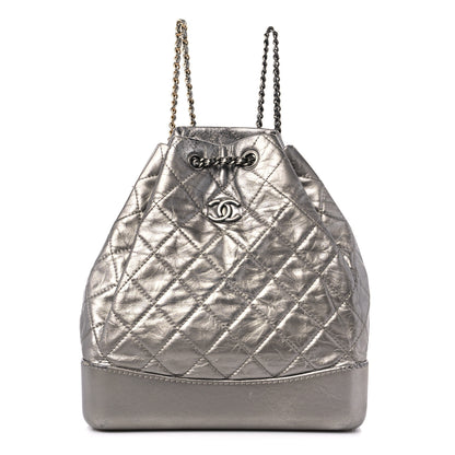 Chanel Metallic Crumpled Calfskin Quilted Small Gabrielle Backpack Silver 1 of 14