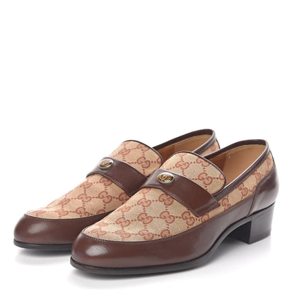 Gucci GG Monogram Goatskin Mens GG Loafers 8 Brown 3 of 9