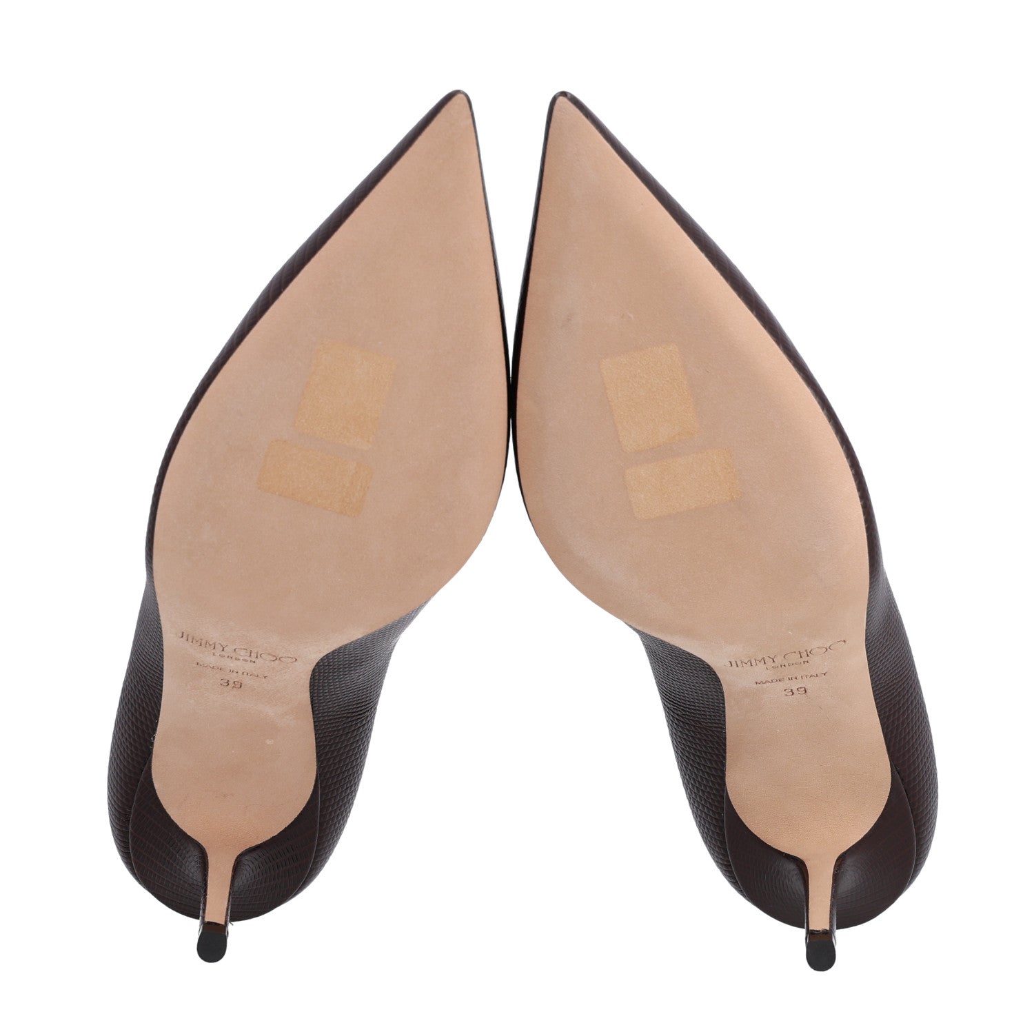 Jimmy Choo Calfskin Lizard Embossed Romy 85 Pumps 39 Brown 7 of 9