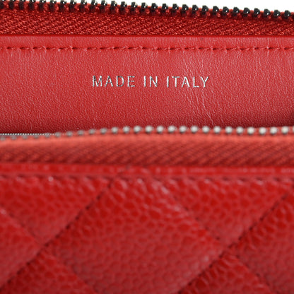 Chanel Caviar Quilted Small Zip Around Wallet Red 6 of 9