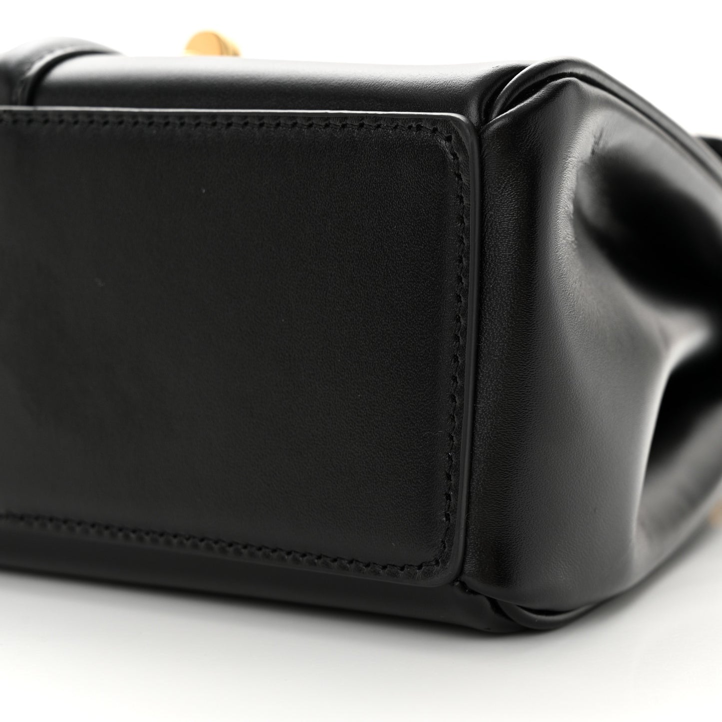 Satinated Calfskin Mini 16 Top Handle Bag Black