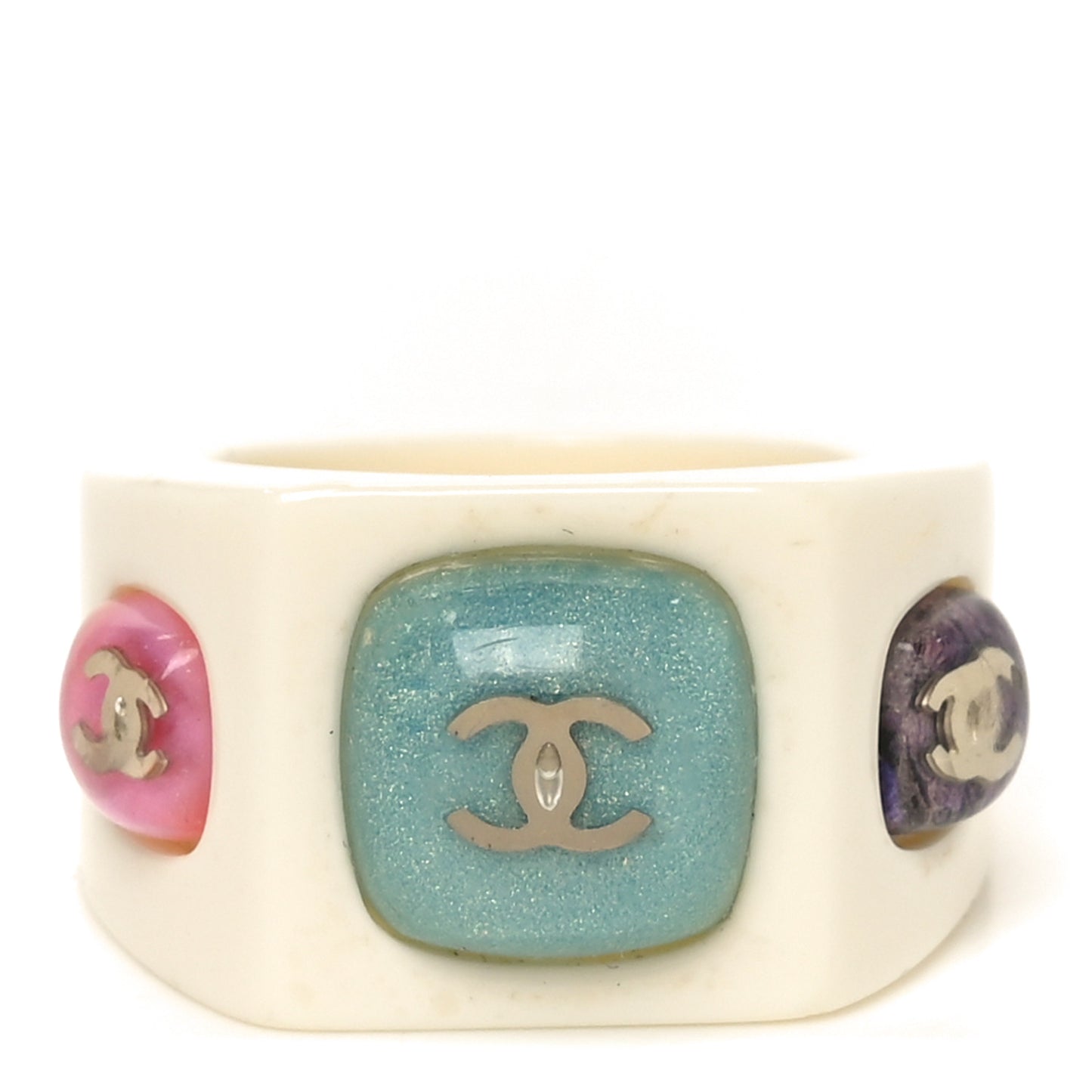 Glitter Resin CC Ring 53 6.5 White