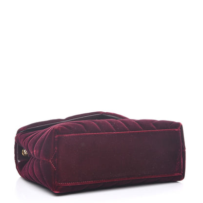 Saint Laurent Velvet Y Quilted Monogram Small Loulou Chain Satchel Burgundy 4 of 12