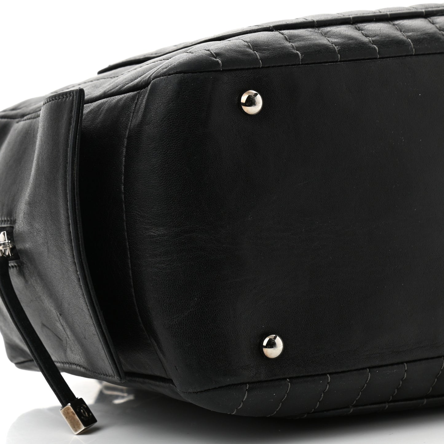 Lambskin Vertical Quilted Mademoiselle Satchel Black