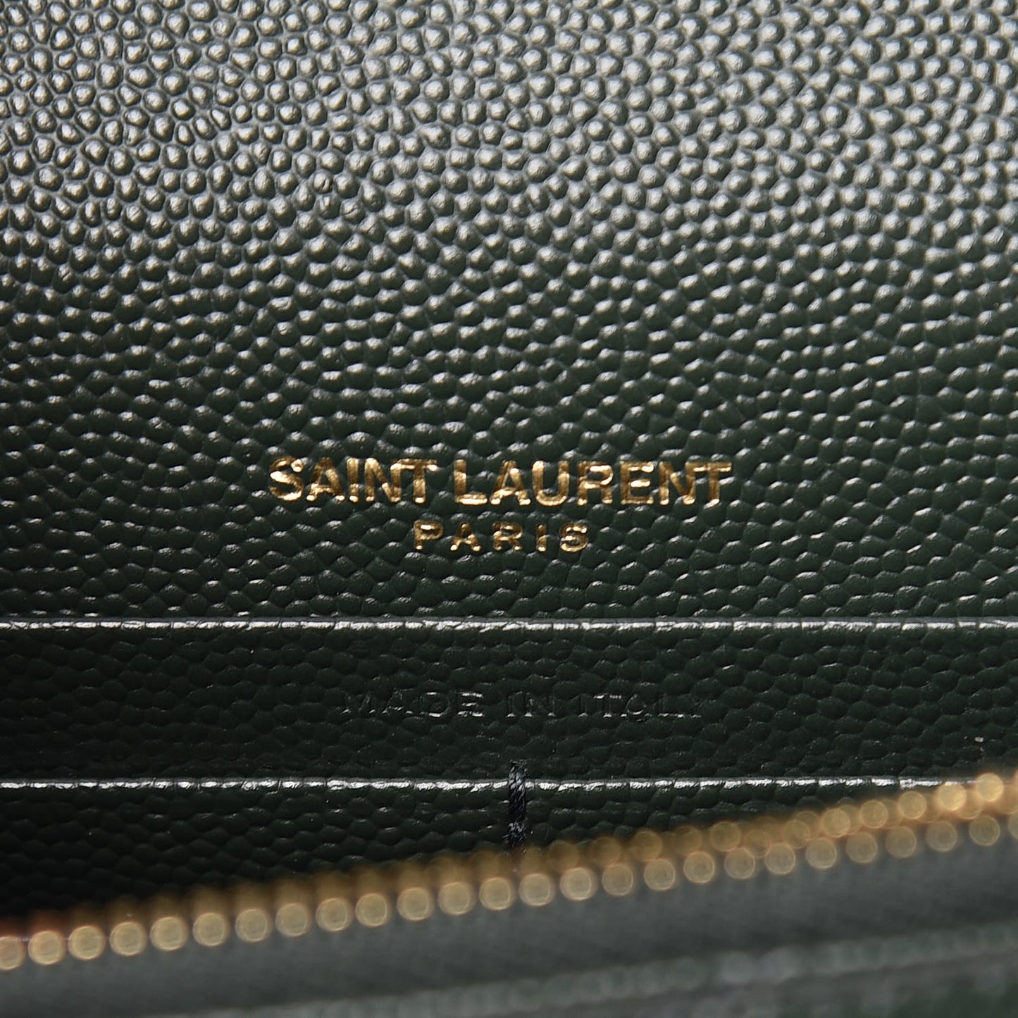 Grain De Poudre Matelasse Chevron Monogram Envelope Chain Wallet Dark Green