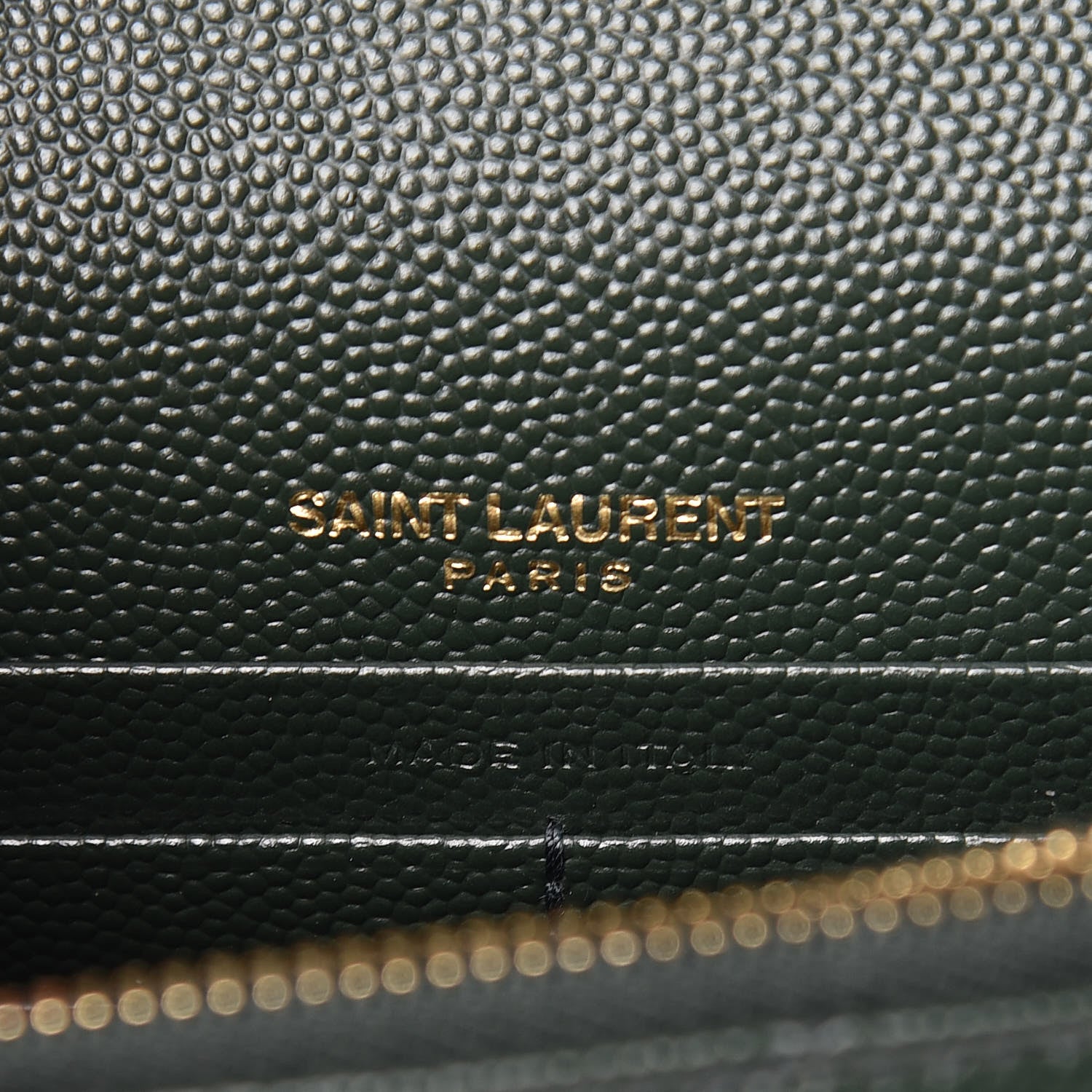 Saint Laurent Grain De Poudre Matelasse Chevron Monogram Envelope Chain Wallet Dark Green 8 of 9