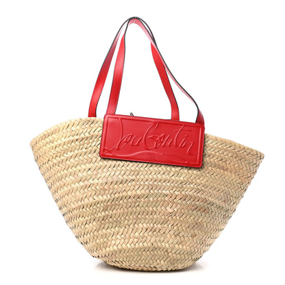 Christian Louboutin Woven Straw Loubishore Tote Red 1 of 9