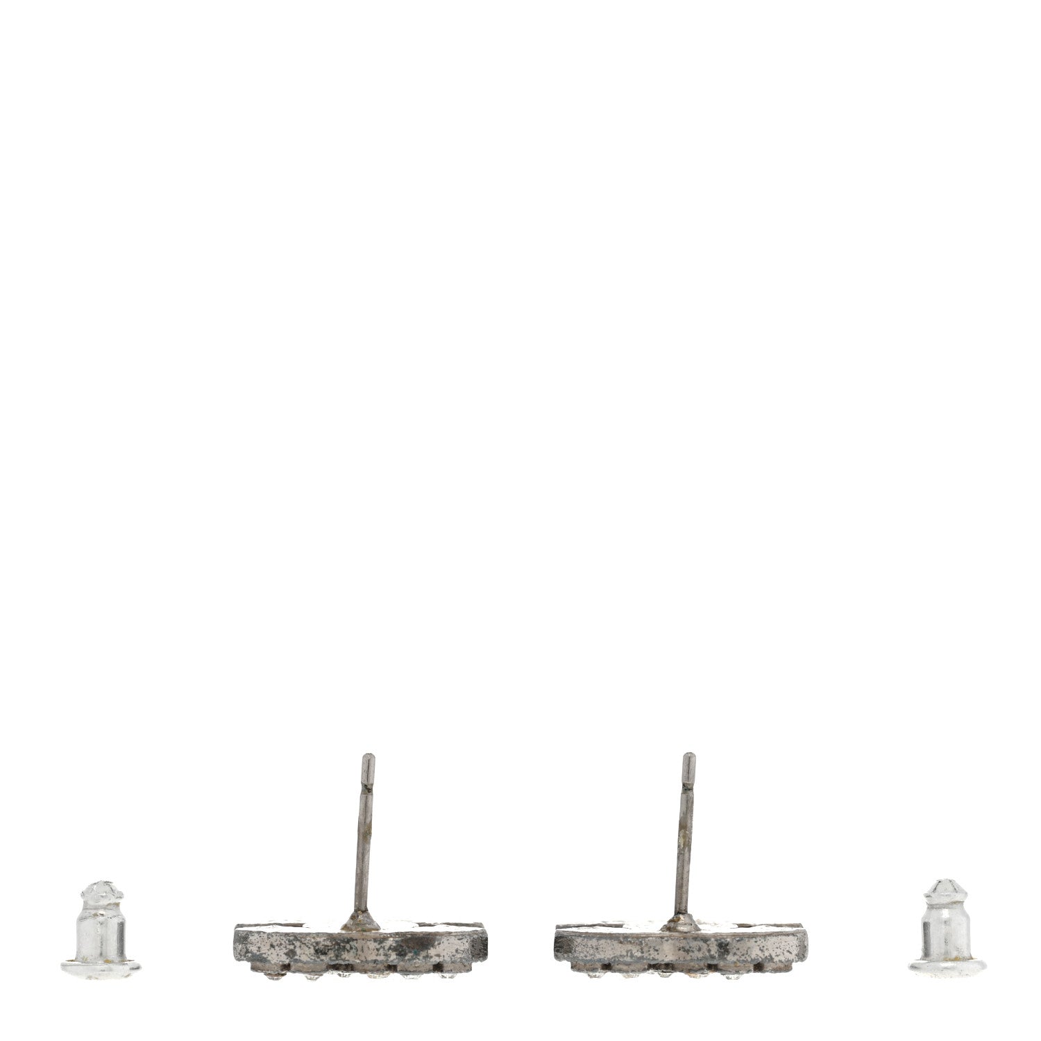 Chanel Crystal Timeless CC Earrings Silver 3 of 6