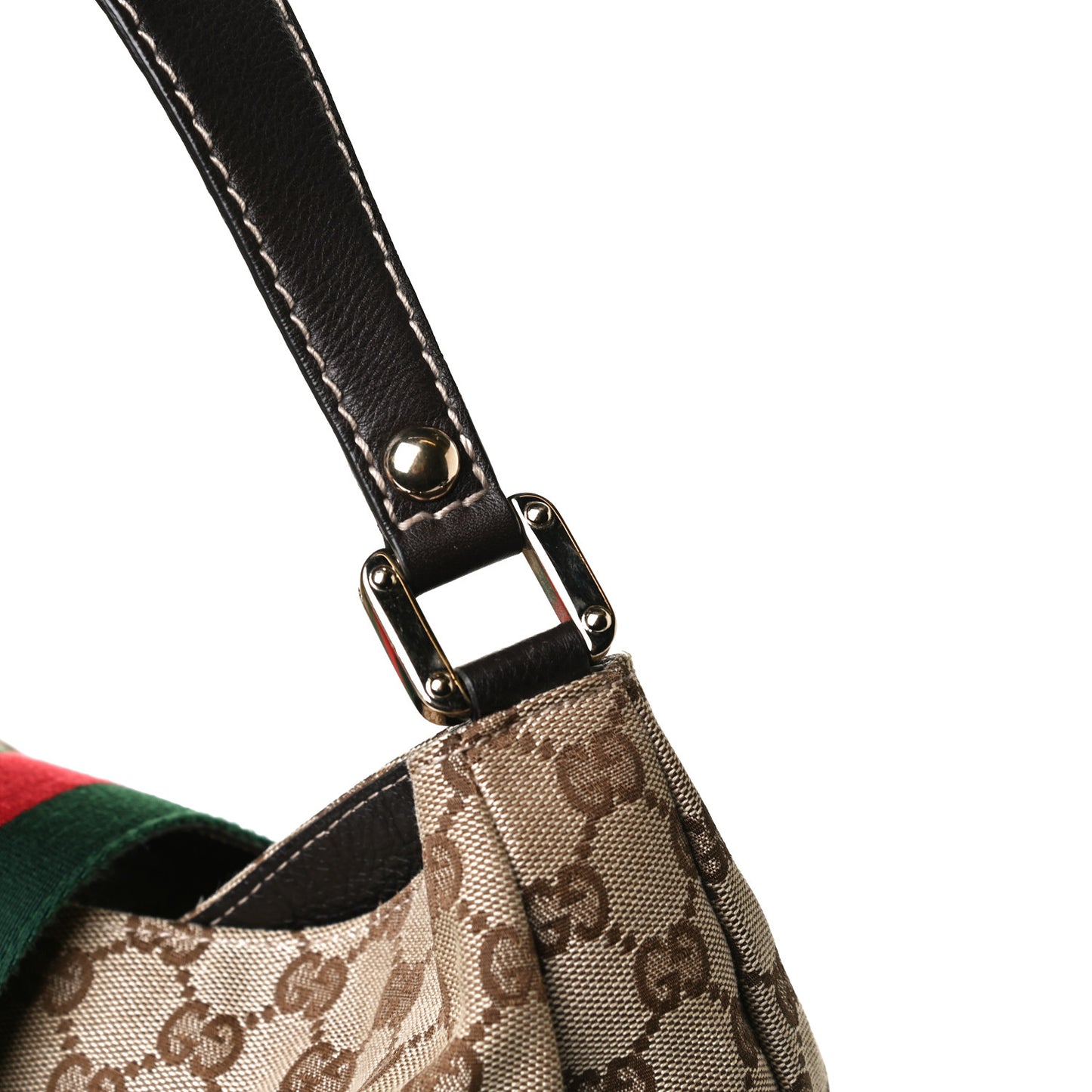 Monogram Large New Ladies Web Hobo Dark Brown