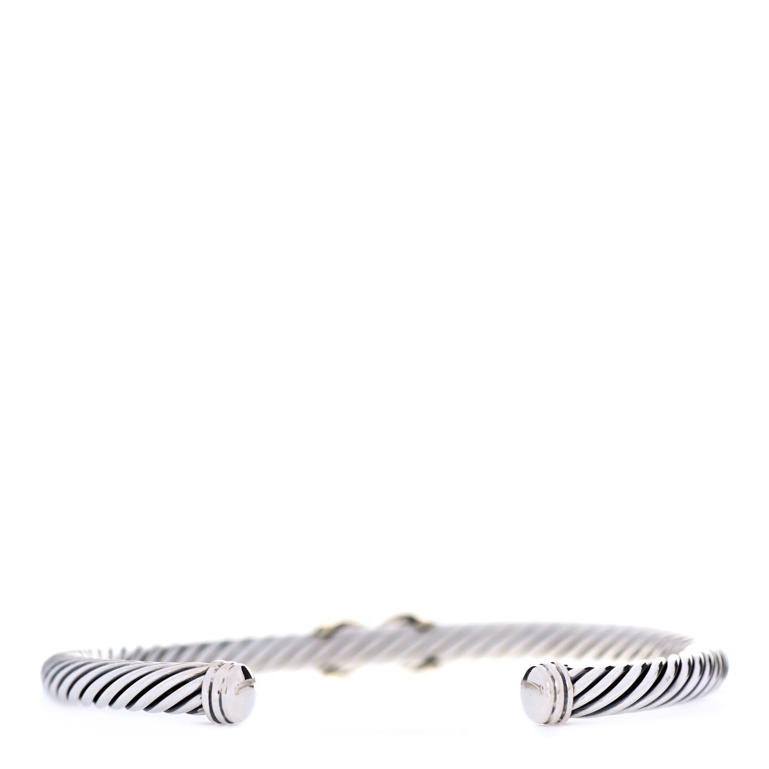 David Yurman Sterling Silver 14K Yellow Gold 5mm X Station Cable Bracelet 3 of 4