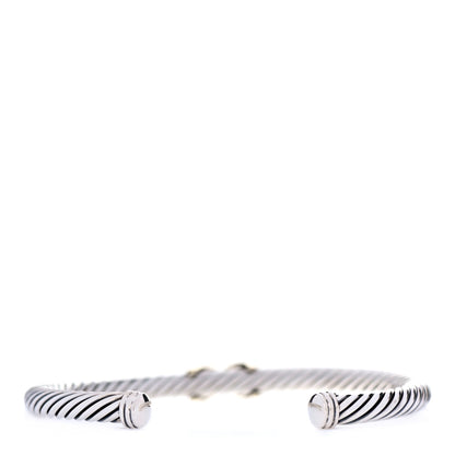 David Yurman Sterling Silver 14K Yellow Gold 5mm X Station Cable Bracelet 3 of 4