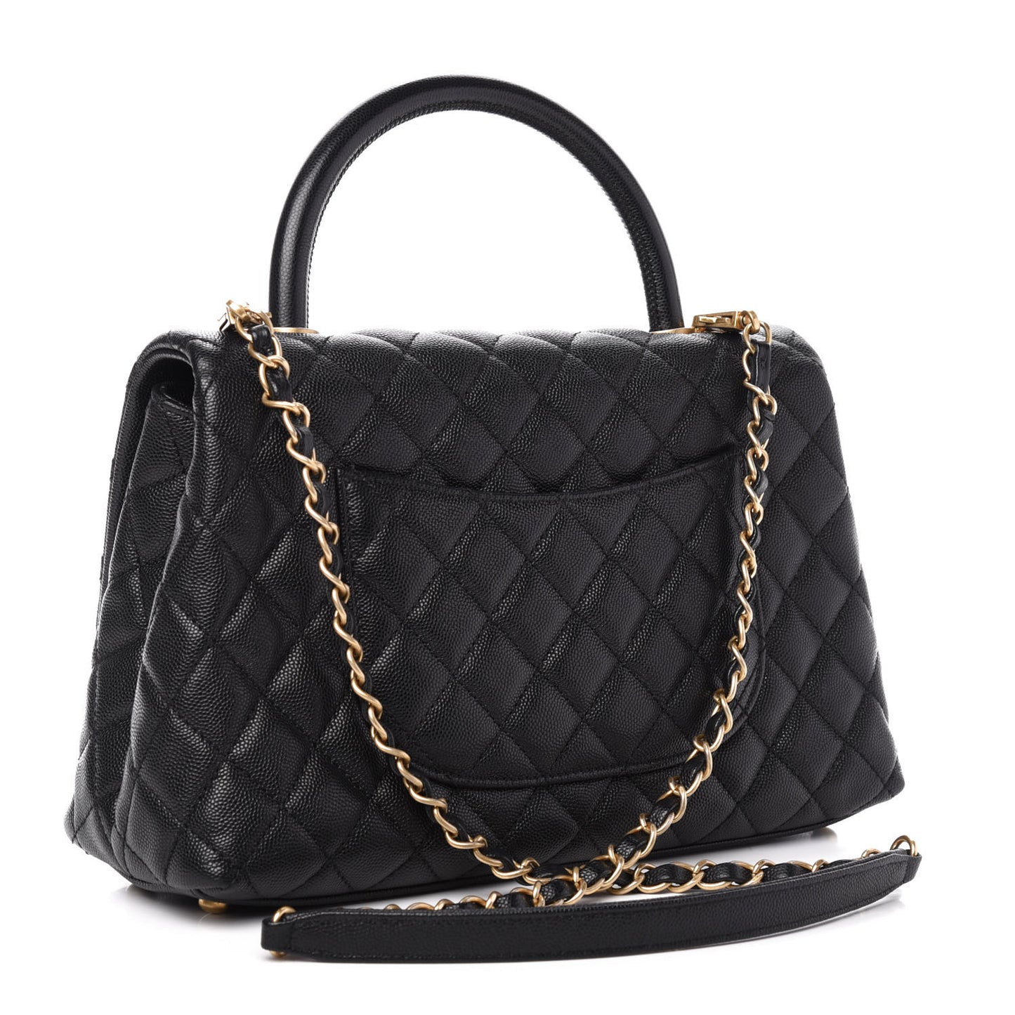 Caviar Quilted Small Coco Handle Flap Black