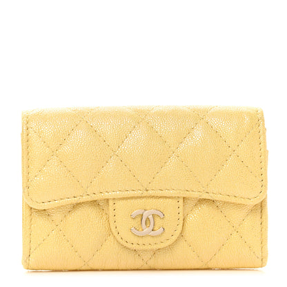 Chanel Iridescent Caviar Quilted Flap Card Holder Yellow 1 of 8