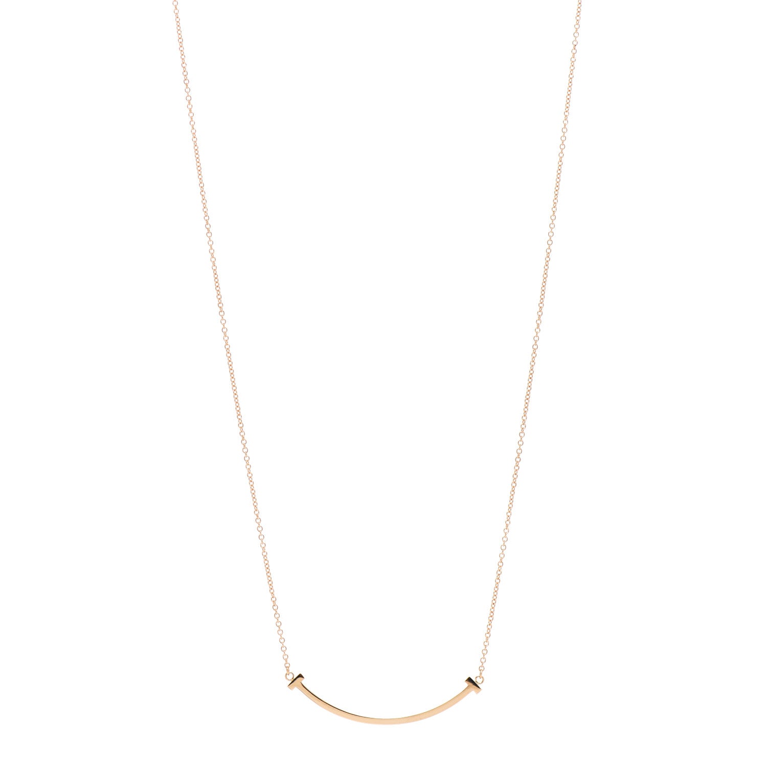 Tiffany 18K Rose Gold Small T Smile Pendant Necklace 1 of 5